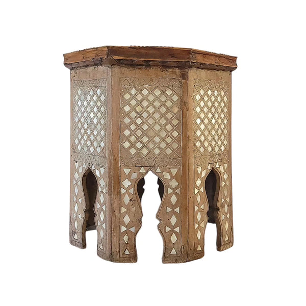 19th Century Moorish Octagonal Tabouret Table Mother Of Pearl Inlay