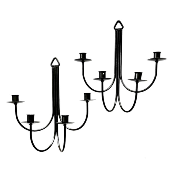 Striking Black Four Arm Candle Wall Sconces
