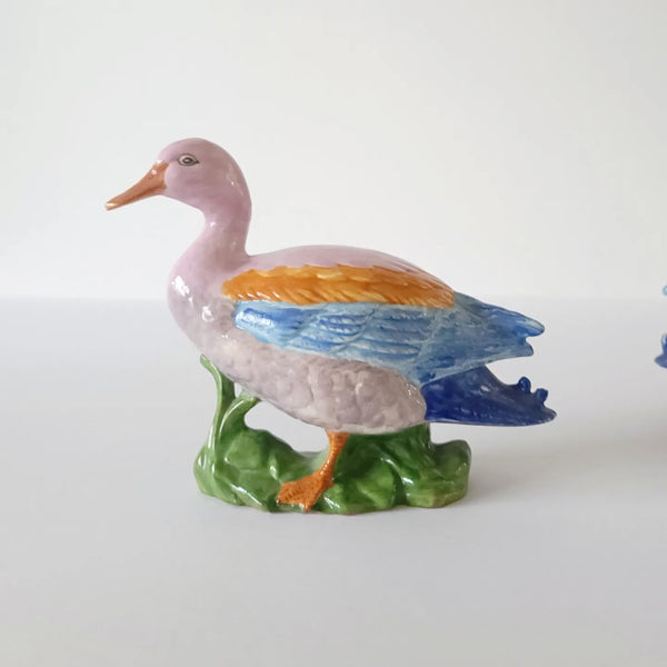 Decorative Bisque Ceramic Painted Duck Pair