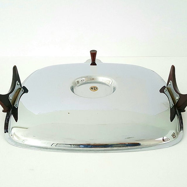 Vintage Glo-Hill Chrome and Bakelite Serving Tray with Toothpick Holder