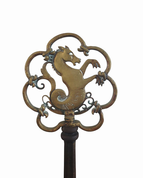 Oscar Bach Antique Seahorse Andirons