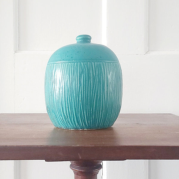 Acorn Form Turquoise Ceramic Bottle Vase