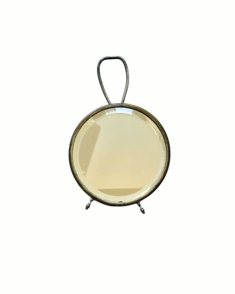 Antique Petite Table Top Or Hanging Round Mirror