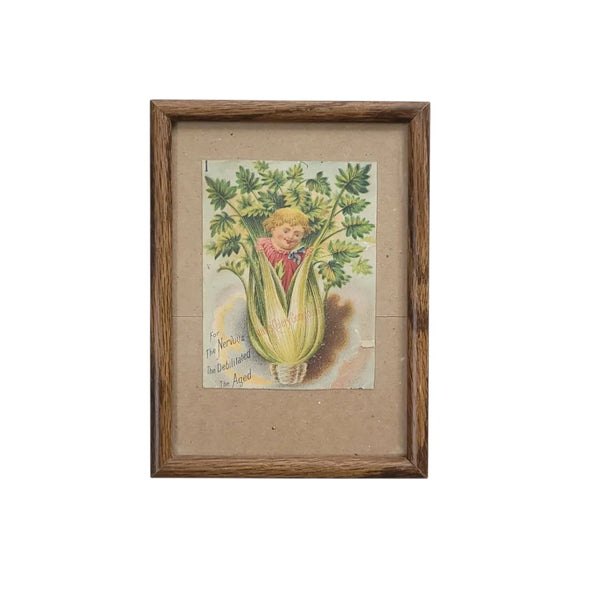 Antique Whimsical Celery Framed Trade Card