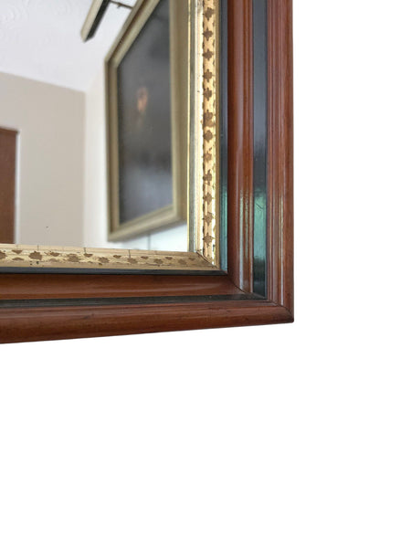 Antique Mahpgany Mirror With Gilt Inner Rim