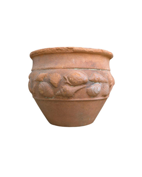 Terra Cotta Flower Cache Pot With Seashells