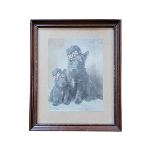 Antique Print Of Two Scottish Scottie Dogs