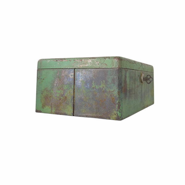 Vintage Industrial Green Metal Small Storage Box