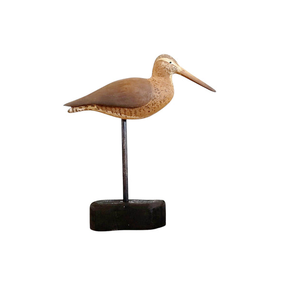 Painted Carved Wood Sandpiper ShoreBird On Stand