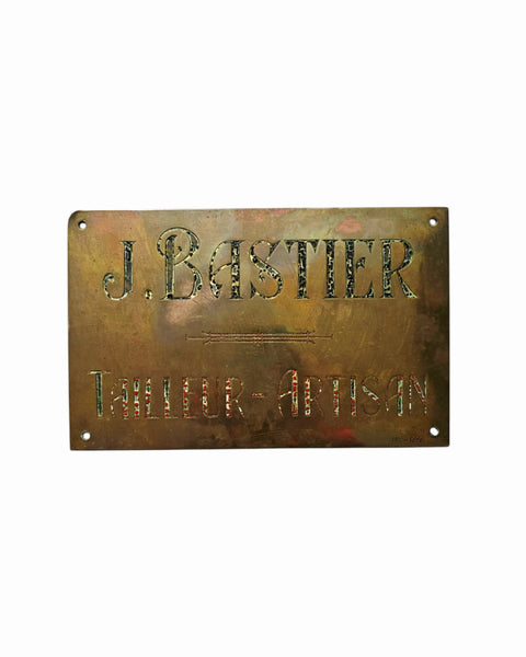 Antique French Brass Artisan Tailors Shop Sign