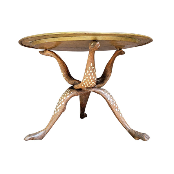 Petite Antique Drinks Table Wood Tripod Dog Meercat Wood Stand