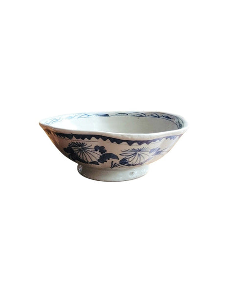19th Century Chinese Provincial Blue & White Hand Painted Bowl