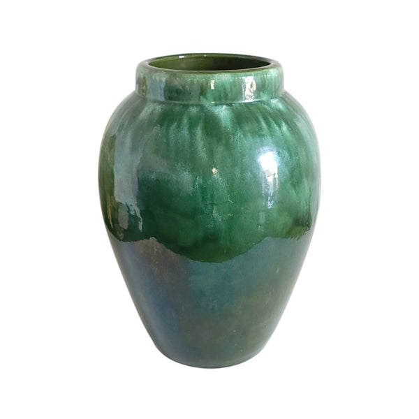 Large RRPCO Green Glaze Ceramic Oil Jar Vase