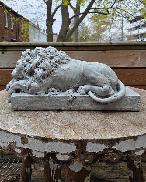 Cast Cement Sleeping Lion Statuary