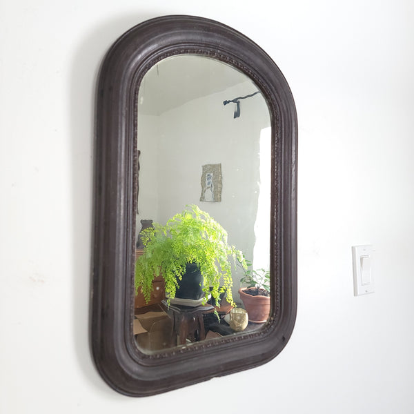 Antique Wood Arch Mirror With Antique Glass