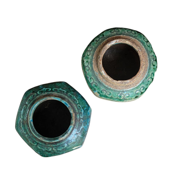 Antique Shihan Green Pottery Ginger Jars