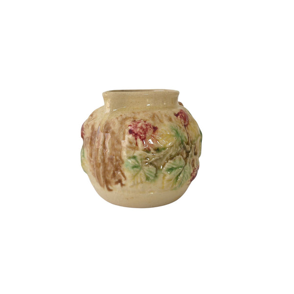 Petite Antique English Majolica Pitcher With Summer Berries