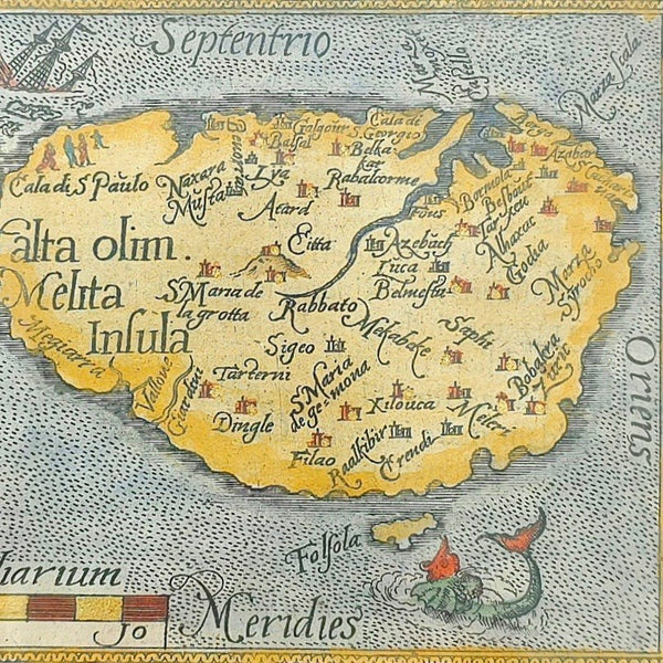 Antique Map of Malta By Ortelius From his Miniature Atlas The Epitome Theatri Orteliani