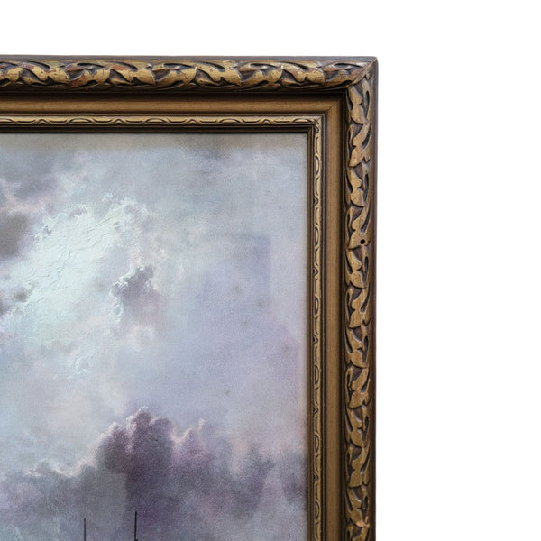 Antique Pair Of Moody Nautical Prints Under Moonlight