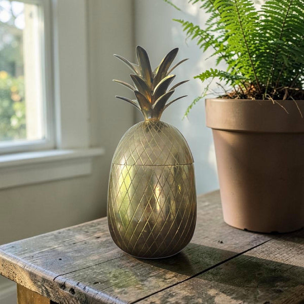 Hollywood Regency Brass Pineapple Ice Bucket Container