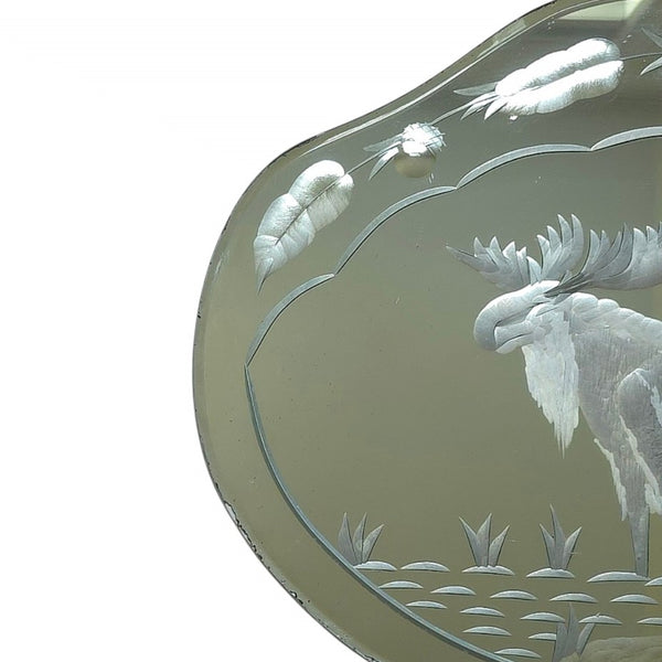 Etched Mirror With Wonderful Moose & Scalloped Edge