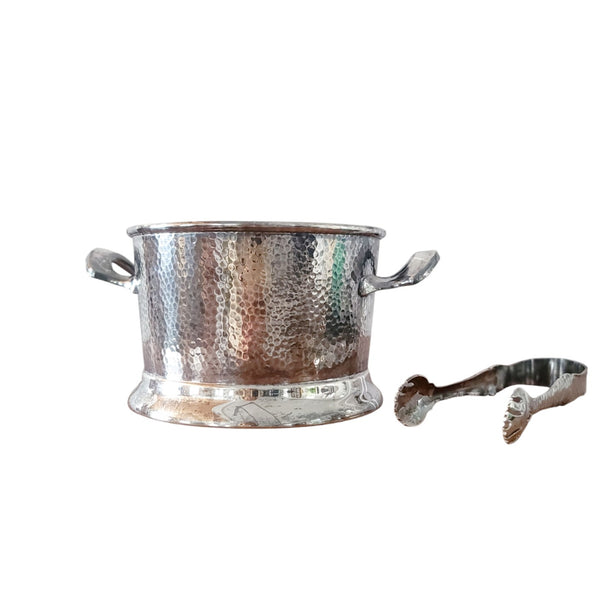 Birks Hand Hammered Small Ice Bucket With Tongs