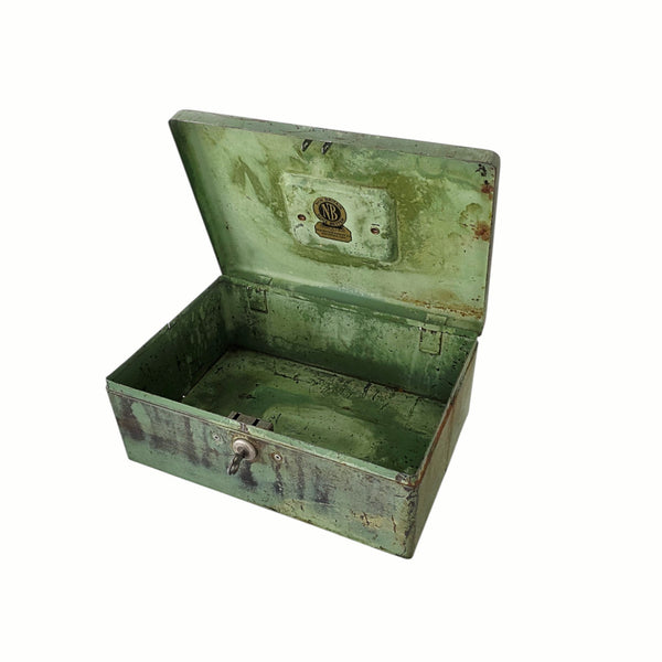 Vintage Industrial Green Metal Small Storage Box