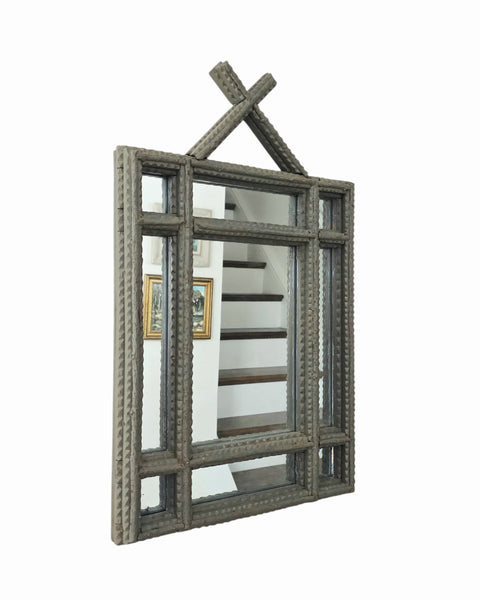 Antique Painted Tramp Art Mirror