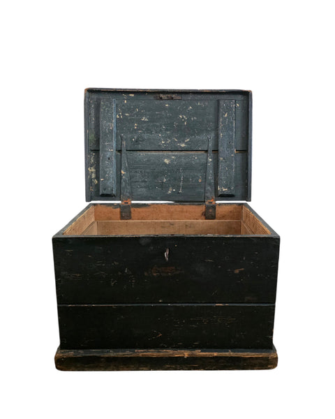 Antique Small Chest In Black Paint
