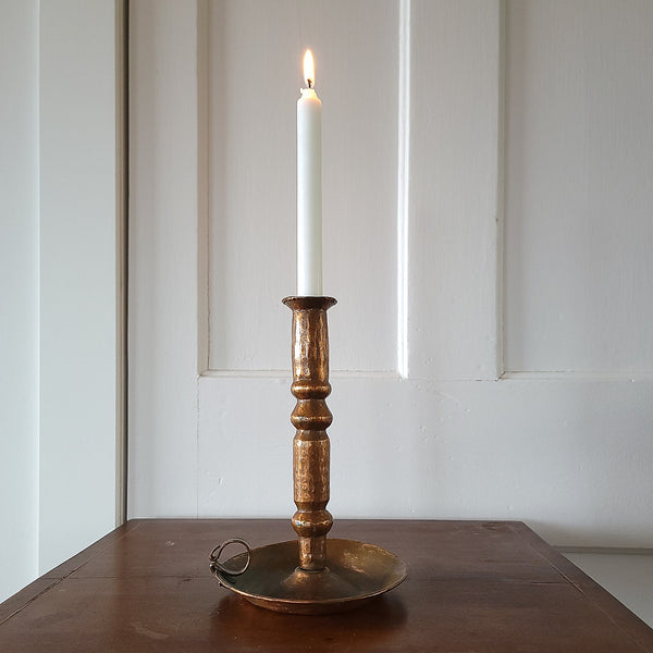 Antique Hammered Copper Chamber Candlestick