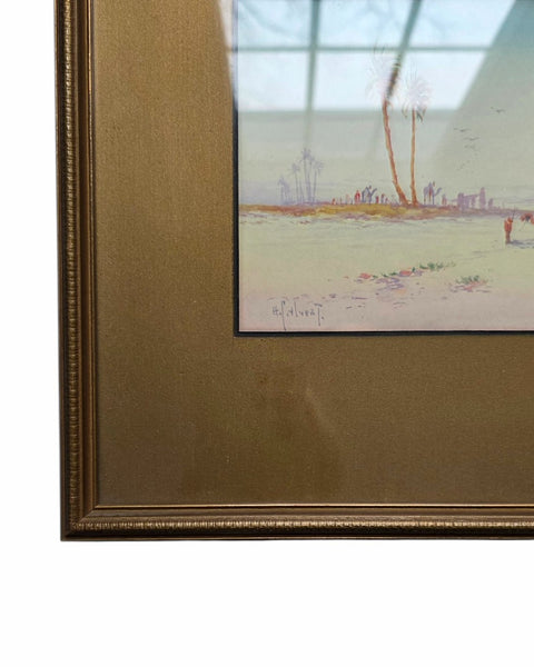 19th Century Egyptian Oasis Watercolour Alfred Calvert