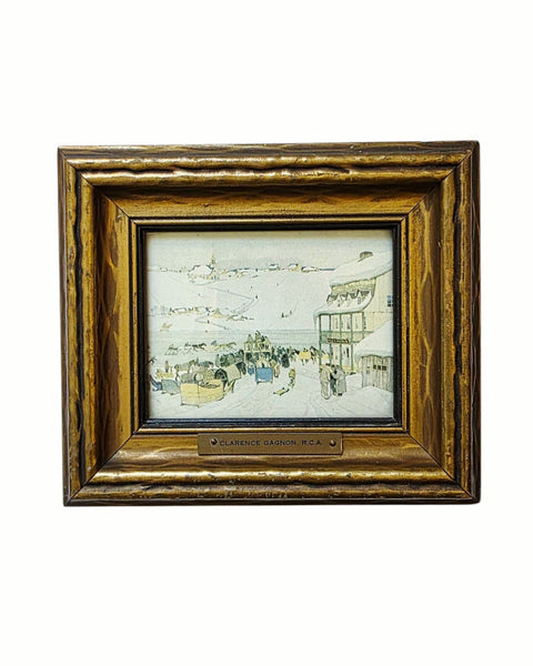 Vintage Framed Quebec Winter Horse Racing Print