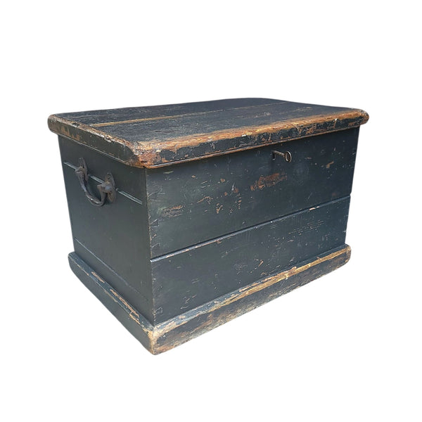 Antique Small Chest In Black Paint