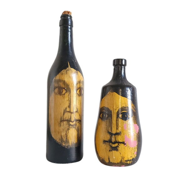 Artisan Painted Face Bottles