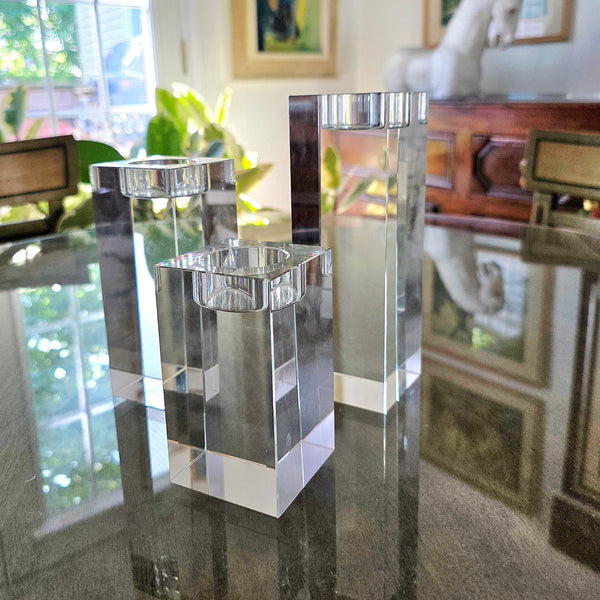 Trio Of Heavy Crystal Tealight Candle Holders