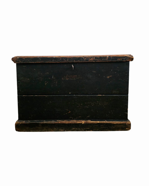 Antique Small Chest In Black Paint