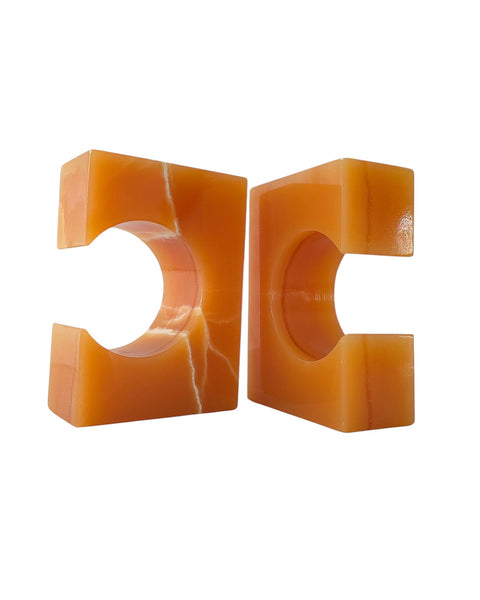Orange Onyx Bookends