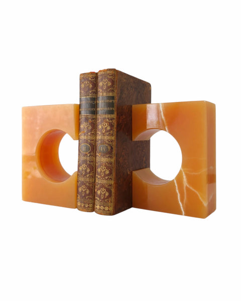 Orange Onyx Bookends