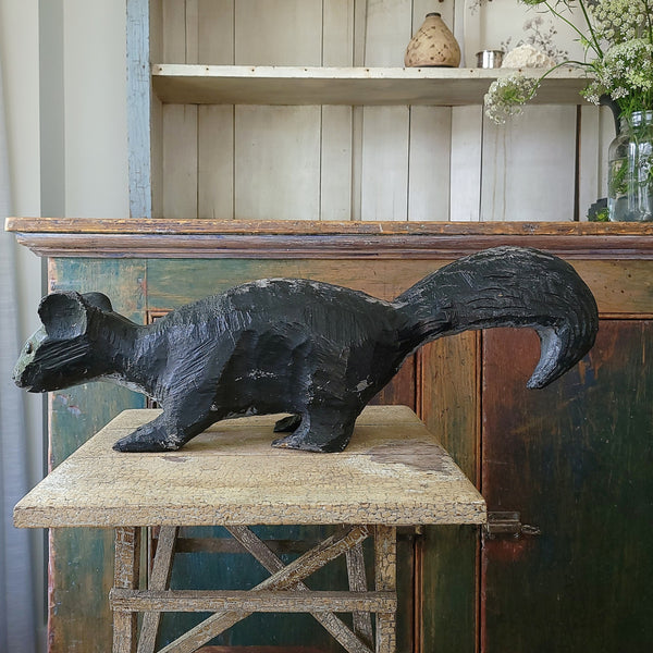 Vintage Naive Carved Wood Folk Art Squirrel