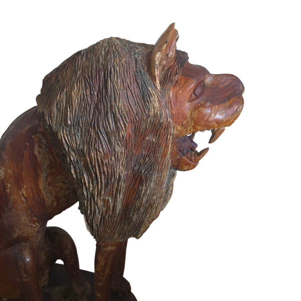 20th Century Quebec 38" Tall Floor Sculpture Folk Art Lion