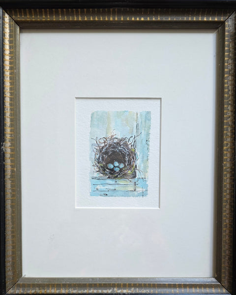 Robins Nest Watercolour In Eastlake Frame