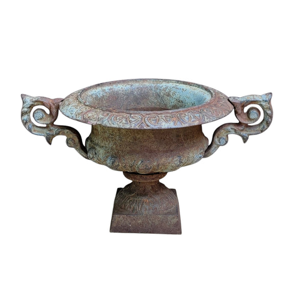 Antique Cast Iron Medici Style Flower Urn
