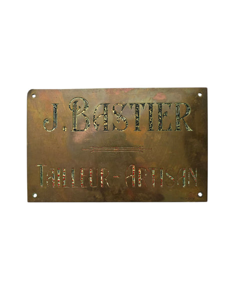 Antique French Brass Artisan Tailors Shop Sign