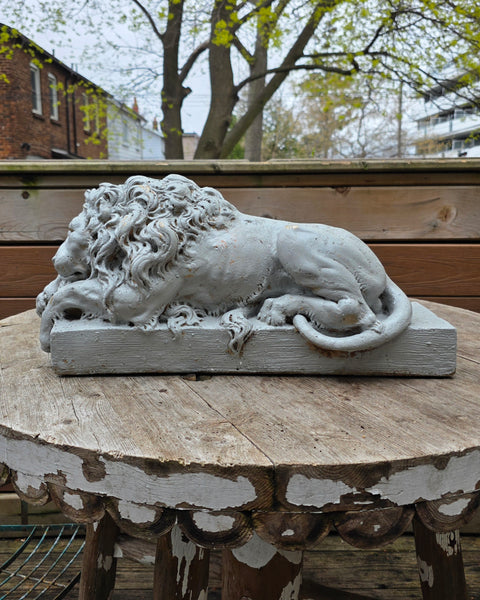 Cast Cement Sleeping Lion Statuary