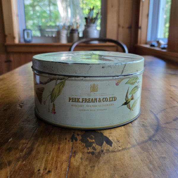 Circa 1950's Peak Frean Biscuit Tin With Humingbirds