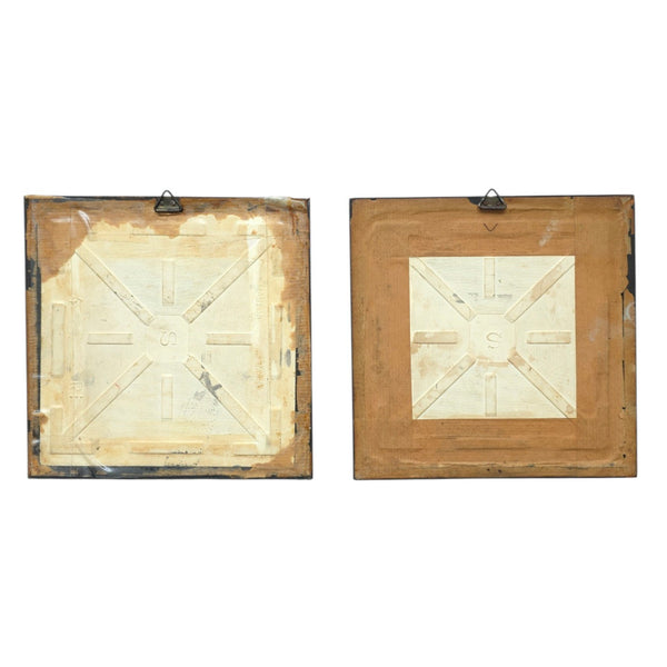 Antique Hand Painted Framed Tiles