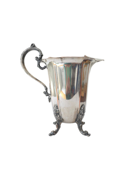 Vintage Footed Silver Over Copper Water Pitcher