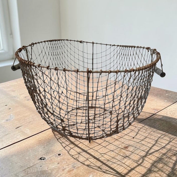 Large Antique Wire Fishing Basket