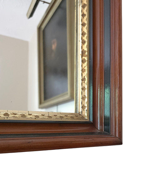 Antique Mahpgany Mirror With Gilt Inner Rim