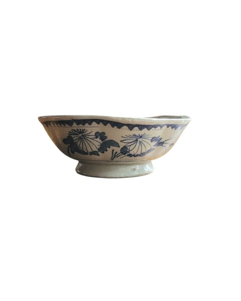 19th Century Chinese Provincial Blue & White Hand Painted Bowl